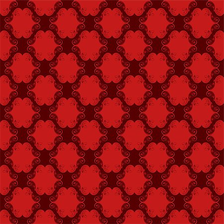 red carpet vector background - Bright red floral antique ornament on the dark background, seamless vector as a fabric texture Stock Photo - Budget Royalty-Free & Subscription, Code: 400-09142641