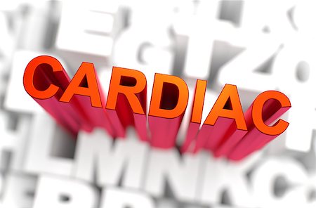 simsearch:400-04946673,k - Medicine Concept. Cardiac - The Word of Red Color Located over Letters of White Color. 3D rendering. Stock Photo - Budget Royalty-Free & Subscription, Code: 400-09154142