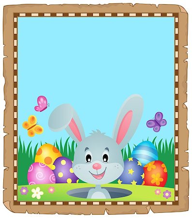 simsearch:400-09098381,k - Parchment with lurking Easter bunny 1 - eps10 vector illustration. Stock Photo - Budget Royalty-Free & Subscription, Code: 400-09154228