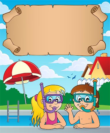 simsearch:400-09152849,k - Small parchment and kids snorkel divers - eps10 vector illustration. Foto de stock - Super Valor sin royalties y Suscripción, Código: 400-09154234