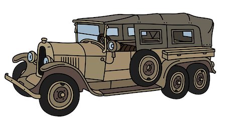 The vector illustration of a vintage sand military convertible Fotografie stock - Microstock e Abbonamento, Codice: 400-09154245