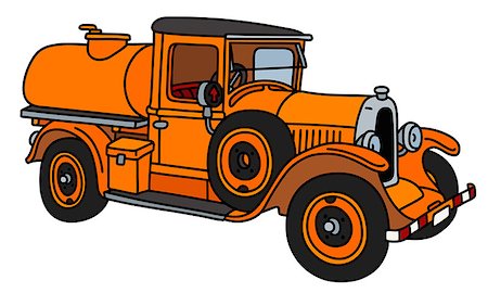 The vector illustration of a vintage orange tank truck Fotografie stock - Microstock e Abbonamento, Codice: 400-09154248