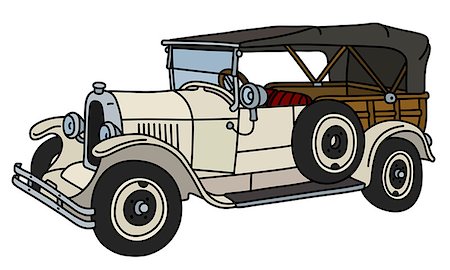 The vector illustration of a vintage cream convertible Fotografie stock - Microstock e Abbonamento, Codice: 400-09154240