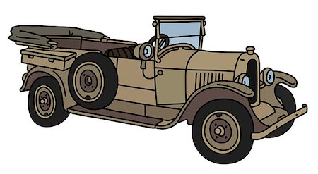 The vector illustration of a vintage sand military convertible Fotografie stock - Microstock e Abbonamento, Codice: 400-09154243