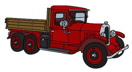 The vector illustration of a vintage red truck Fotografie stock - Microstock e Abbonamento, Codice: 400-09154250