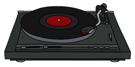 The vectorized hand drawing of a modern black analog turntable Fotografie stock - Microstock e Abbonamento, Codice: 400-09154251