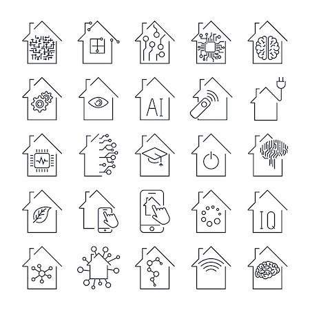 defmorph (artist) - Set vector line icons in flat design smart home, smart systems and technology with elements for mobile concepts and web apps. Collection modern infographic logo and pictogram. Foto de stock - Super Valor sin royalties y Suscripción, Código: 400-09154302