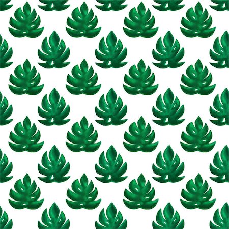 Monstera Leaf Seamless Pattern. Raster Illustration of Summer Tropical Background. Stock Photo - Budget Royalty-Free & Subscription, Code: 400-09154410