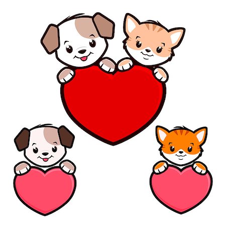 Cute vector icon sign of puppy dog and kitten cat for design element Foto de stock - Super Valor sin royalties y Suscripción, Código: 400-09154420