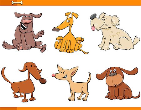simsearch:400-07034919,k - Cartoon Illustration of Funny Comic Dogs or Puppies Animal Characters Set Foto de stock - Super Valor sin royalties y Suscripción, Código: 400-09154434