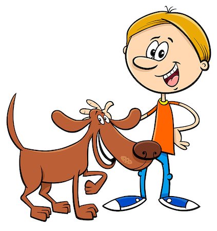 simsearch:400-08817921,k - Cartoon Illustration of Boy with Funny Dog or Puppy Stock Photo - Budget Royalty-Free & Subscription, Code: 400-09154431