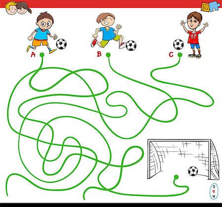 simsearch:400-08973723,k - Cartoon Illustration of Paths or Maze Puzzle Activity Game with Kid Boys and Soccer Foto de stock - Royalty-Free Super Valor e Assinatura, Número: 400-09154445