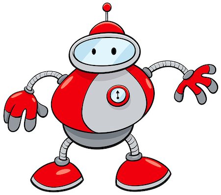 simsearch:400-08813093,k - Cartoon Illustration of Funny Tin Robot Science Fiction Comic Character Stockbilder - Microstock & Abonnement, Bildnummer: 400-09154448