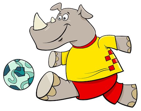 Cartoon Illustrations of Rhino Football or Soccer Player Character with Ball Stock Photo - Budget Royalty-Free & Subscription, Code: 400-09154440