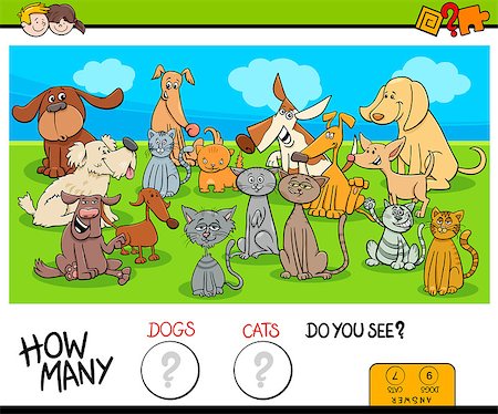 Cartoon Illustration of Educational Counting Game for Children with Cats and Dogs Pet Animals Funny Characters Group Stock Photo - Budget Royalty-Free & Subscription, Code: 400-09154442