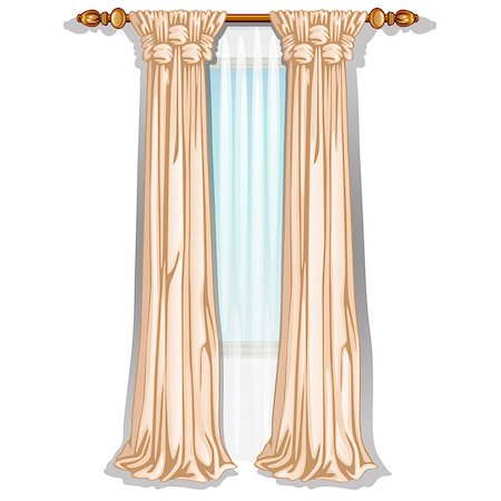 simsearch:400-09154476,k - The ornate curtain in the interior. Vector illustration. Exquisite vintage interior. Stock Photo - Budget Royalty-Free & Subscription, Code: 400-09154480
