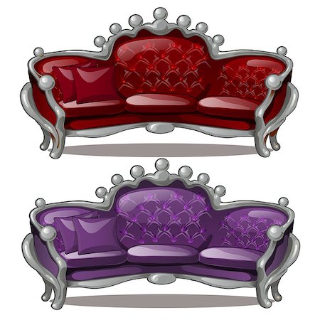 Two Royal sofa isolated on a white background. Vintage furniture. Stockbilder - Microstock & Abonnement, Bildnummer: 400-09154483