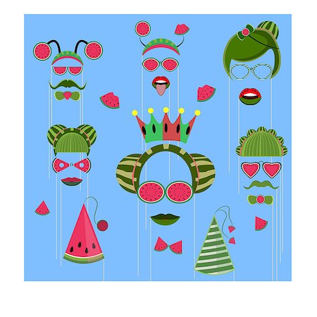 simsearch:400-06695587,k - Concept for the National Watermelon Day, set of props for a photo shoot of 23 subjects, vector Stock Photo - Budget Royalty-Free & Subscription, Code: 400-09154552