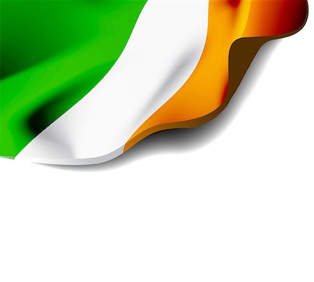 simsearch:400-04304550,k - Waving flag of Ireland close-up with shadow on white background. Vector illustration with copy space for your design Stock Photo - Budget Royalty-Free & Subscription, Code: 400-09154564