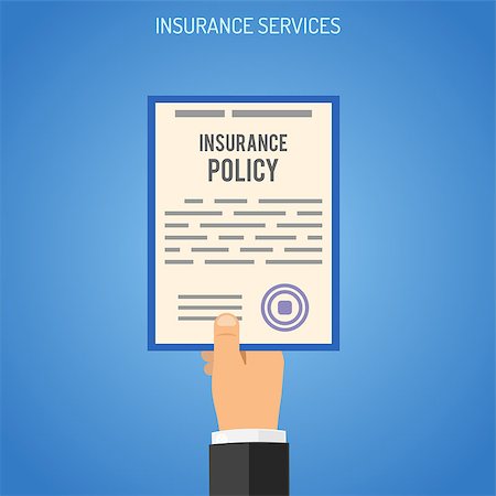 simsearch:400-08955759,k - Insurance Services Concept with Flat Icons for Poster, Web Site, Advertising like Hand with Insurance Policy. Vector illustration Photographie de stock - Aubaine LD & Abonnement, Code: 400-09154578