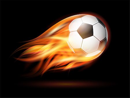 simsearch:400-04726815,k - Flying football on fire. Soccer ball with bright flame trail on the black background Stock Photo - Budget Royalty-Free & Subscription, Code: 400-09154590