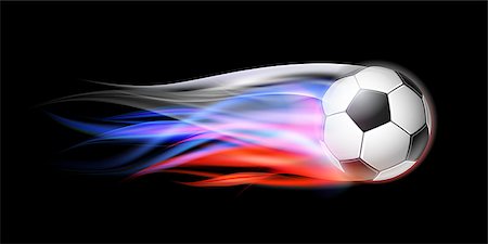 simsearch:400-04032500,k - Flying football on fire. Soccer ball with bright flame three colors trail of Russian Flag. Vector Illustration On Black Background. Foto de stock - Royalty-Free Super Valor e Assinatura, Número: 400-09154592