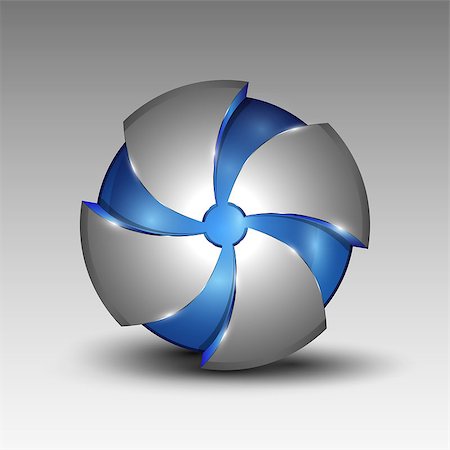simsearch:400-05041370,k - Vector illustration of blue colorful sphere as emblem with grey metal segments Stock Photo - Budget Royalty-Free & Subscription, Code: 400-09154615