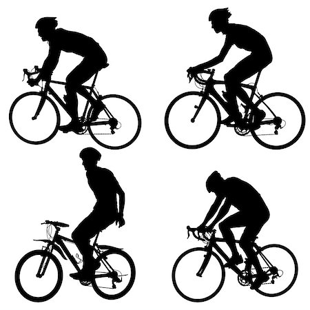 extreme bicycle vector - Set silhouette of a cyclist male on white background. Stock Photo - Budget Royalty-Free & Subscription, Code: 400-09154634