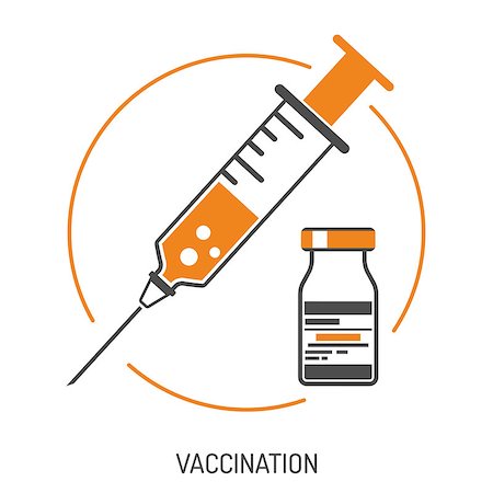 Icon plastic medical syringe with needle and vial in flat style, concept of vaccination, injection, isolated vector illustration Stock Photo - Budget Royalty-Free & Subscription, Code: 400-09154719