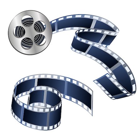 reel and film emblems - Vector illustration of videotapes and films isolated on a white background is used as decorative elements. Stock Photo - Budget Royalty-Free & Subscription, Code: 400-09154822