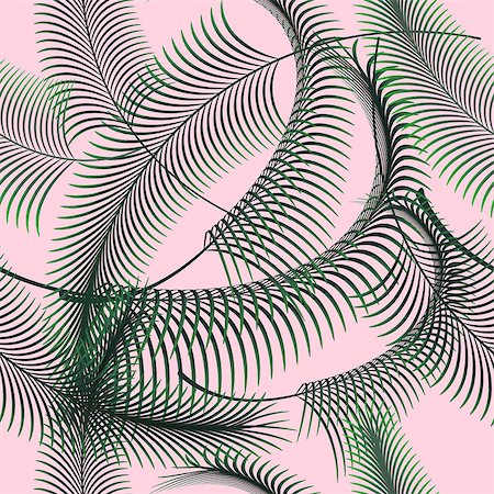 Botany palm leaves on pink trendy background seamless pattern. Palm tree branches vector pattern backdrop summer time. Foto de stock - Super Valor sin royalties y Suscripción, Código: 400-09154991