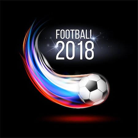 simsearch:400-04032500,k - Flying football on fire. Soccer ball with bright flame three colors trail of Russian Flag. football 2018 world championship cup background soccer . Vector Illustration On Black Background. Foto de stock - Royalty-Free Super Valor e Assinatura, Número: 400-09158409