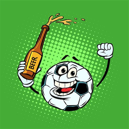 soccer fans alcohol - Fans with a bottle of beer. Football soccer ball. Funny character emoticon sticker. Sport world championship competition. Comic cartoon pop art retro vector illustration Stock Photo - Budget Royalty-Free & Subscription, Code: 400-09158552