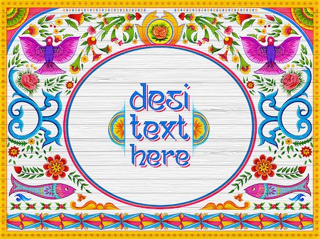 illustration of colorful Welcome banner in truck art kitsch style of India Stock Photo - Budget Royalty-Free & Subscription, Code: 400-09158581