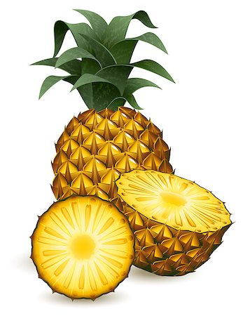 simsearch:400-06862060,k - Vector illustration - Pineapple isolated on white Foto de stock - Royalty-Free Super Valor e Assinatura, Número: 400-09158605