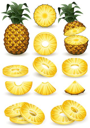 simsearch:400-06862060,k - Vector illustration - Pineapple isolated on white Foto de stock - Royalty-Free Super Valor e Assinatura, Número: 400-09158606