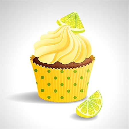 Vector illustration - cupcake with cream and lemon. eps10. Stock Photo - Budget Royalty-Free & Subscription, Code: 400-09158614