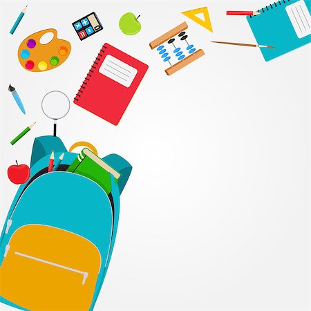 school bag pen - Bag, backpack icon with school accessories. Vector Illustration EPS10 Stock Photo - Budget Royalty-Free & Subscription, Code: 400-09158624
