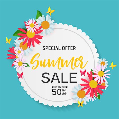 flamingo not pink not bird - Abstract Flower Summer Sale Background with Frame. Vector Illustration EPS10 Stock Photo - Budget Royalty-Free & Subscription, Code: 400-09158638