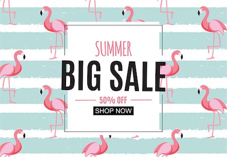 flamingo not pink not bird - Abstract Summer Sale Background with Frame. Vector Illustration EPS Stock Photo - Budget Royalty-Free & Subscription, Code: 400-09158646