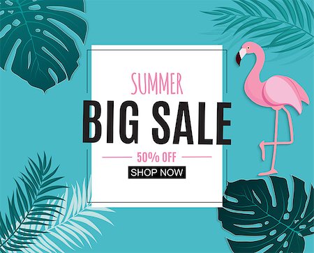 flamingo not pink not bird - Abstract Summer Sale Background with Frame. Vector Illustration EPS Stock Photo - Budget Royalty-Free & Subscription, Code: 400-09158647