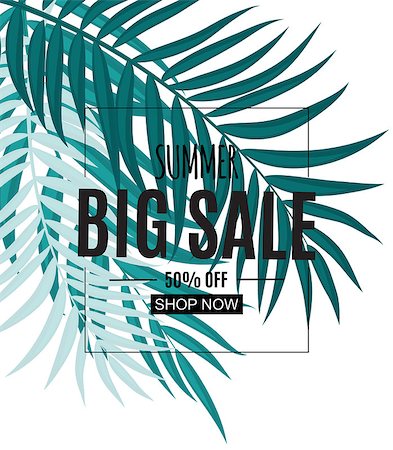 flamingo not pink not bird - Abstract Tropical Summer Sale Background with Palm Leaves. Vector Illustration EPS10 Stock Photo - Budget Royalty-Free & Subscription, Code: 400-09158642