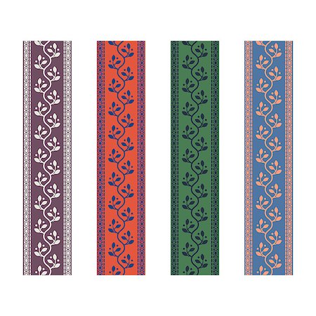 Fancy strap border leaves pattern design tapes. Webbing tape border swatch vector. Stock Photo - Budget Royalty-Free & Subscription, Code: 400-09158660