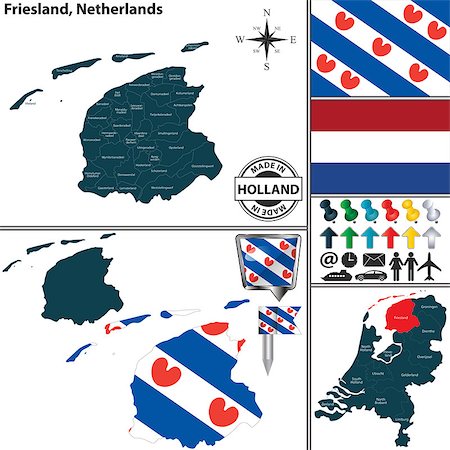 simsearch:400-05259780,k - Vector map of Friesland region and location on Dutch map Foto de stock - Super Valor sin royalties y Suscripción, Código: 400-09158737