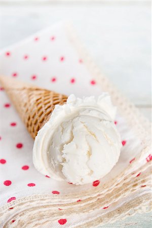 Coconut ice cream wafer cone. Stock Photo - Budget Royalty-Free & Subscription, Code: 400-09151391