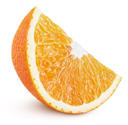 simsearch:400-08967896,k - Standing ripe slice of orange citrus fruit isolated on white background with clipping path Photographie de stock - Aubaine LD & Abonnement, Code: 400-09151462