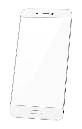 simsearch:400-07293028,k - Modern white smartphone with empty white screen isolated on white background. Smart phone with clipping path Photographie de stock - Aubaine LD & Abonnement, Code: 400-09151522