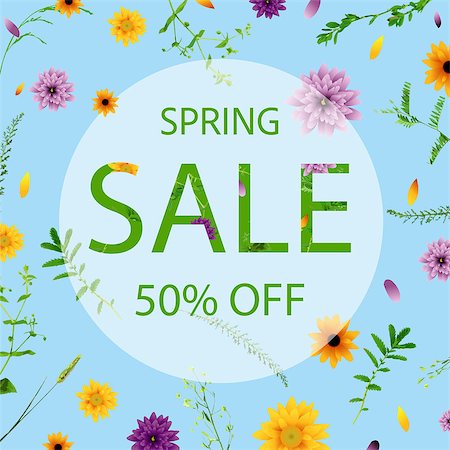Sale Banner With Flowers, Vector Illustration Stock Photo - Budget Royalty-Free & Subscription, Code: 400-09151587