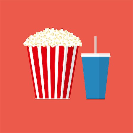 simsearch:400-09091954,k - Vector popcorn illustration. Cinema concept. Popcorn with soda pop Stock Photo - Budget Royalty-Free & Subscription, Code: 400-09151974