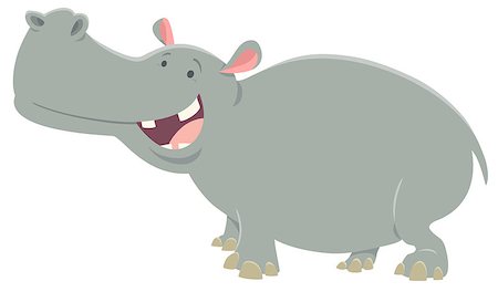 simsearch:400-09117332,k - Cartoon Illustration of Funny Hippo or Hippopotamus Animal Character Stock Photo - Budget Royalty-Free & Subscription, Code: 400-09151996